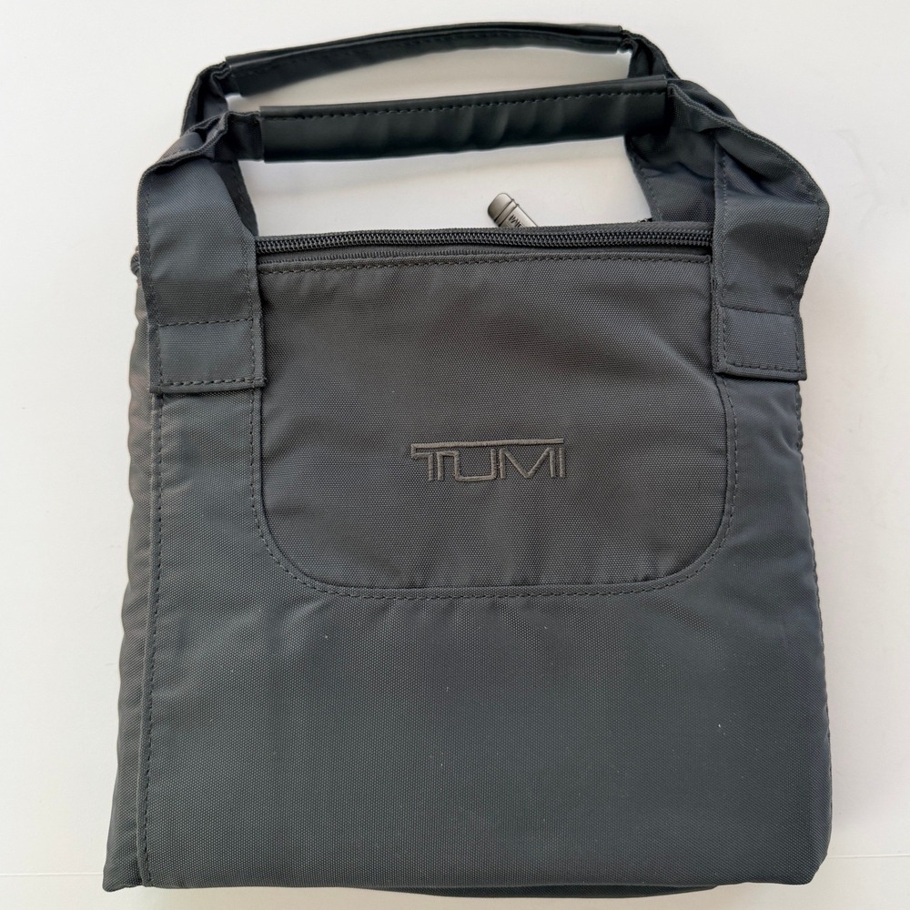 TUMI Voyageur Just in Case Foldable Travel Tote Bag Duffel Carryall Gray Nylon